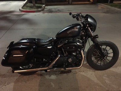 Viking Lamellar Large Spear Shock Cutout Hard Saddlebags For Harley Sportster 883 Iron Xl883n